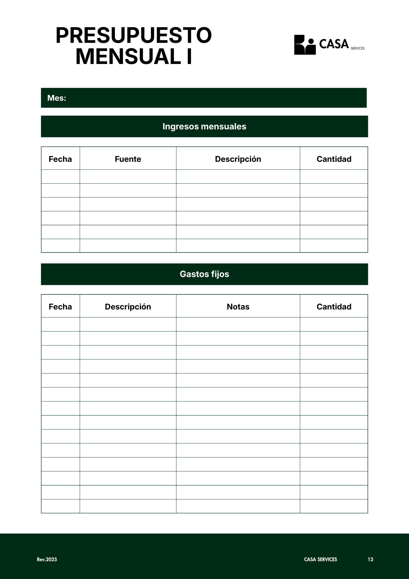 Finanzas en Orden – CASA Services